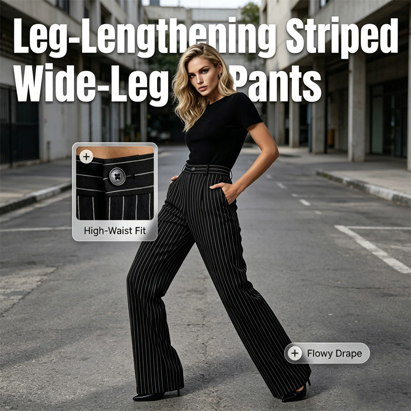 High-Waist Gestreepte Broek met Wijde Pijpen