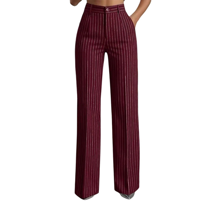 High-Waist Gestreepte Broek met Wijde Pijpen-9