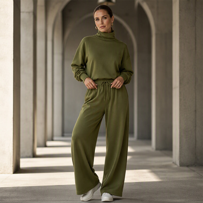 Elegante Lounge Set met Col en Wijde Pijpen-3