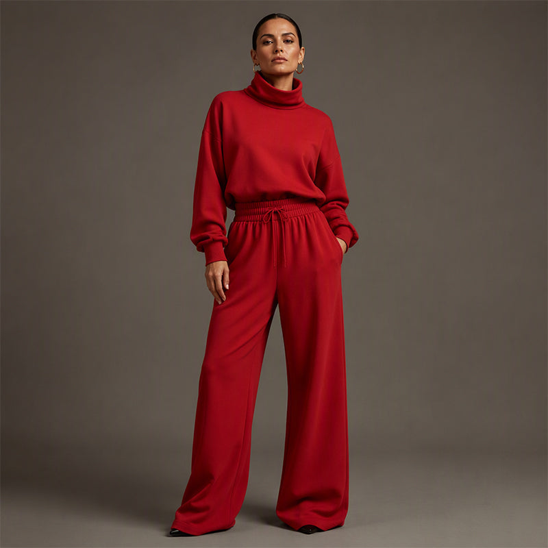 Elegante Lounge Set met Col en Wijde Pijpen-7