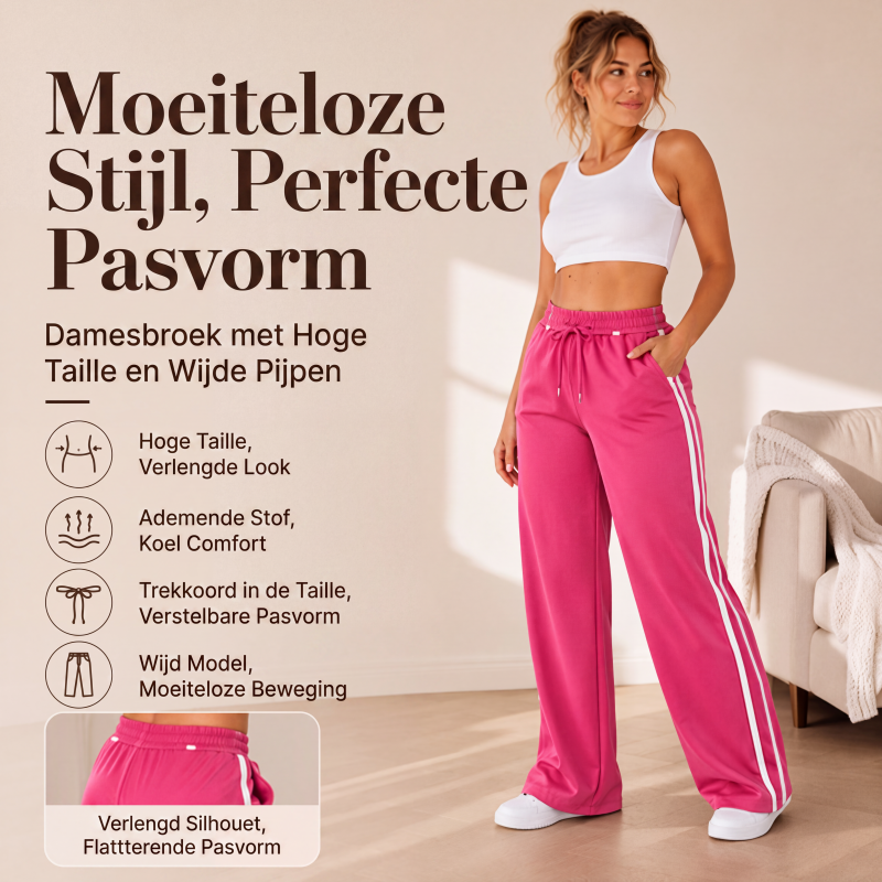 Sportieve High-Waist Broek met Wijde Pijpen-1