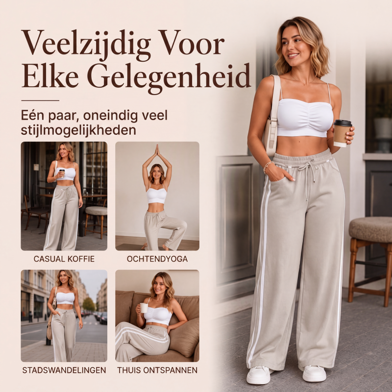 Sportieve High-Waist Broek met Wijde Pijpen-4