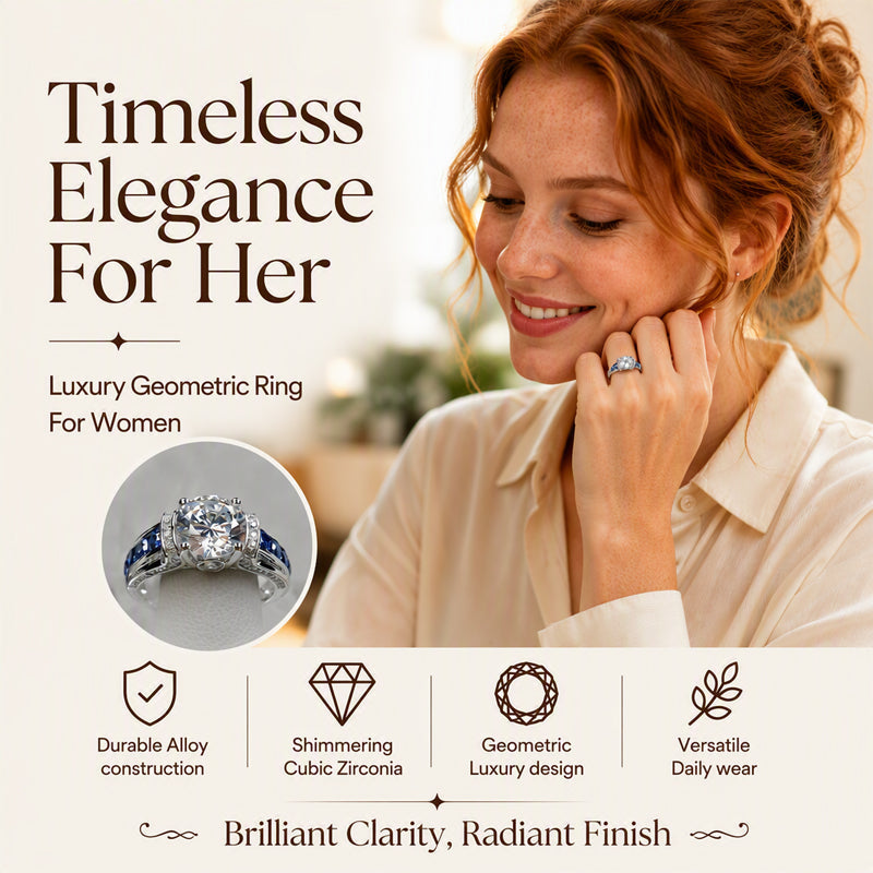 Elegante Geometrische Ring met Zirkonia