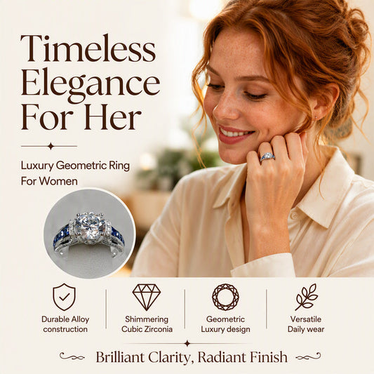 Elegante Geometrische Ring met Zirkonia