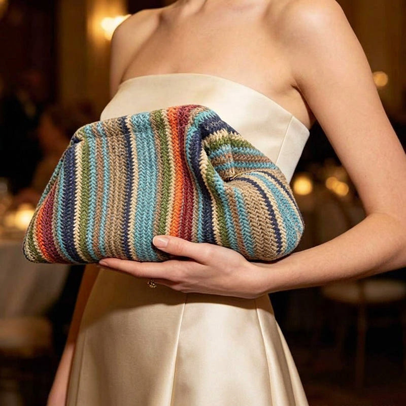 Handgeweven Gestreepte Clutch met Boho Design-7