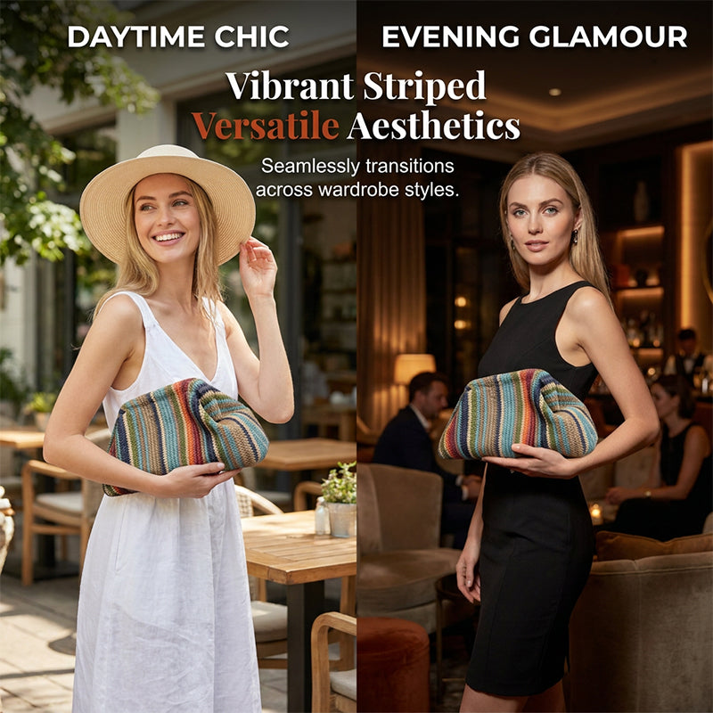Handgeweven Gestreepte Clutch met Boho Design-4