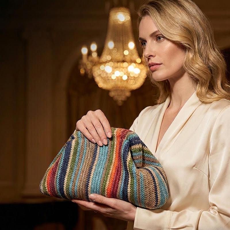 Handgeweven Gestreepte Clutch met Boho Design-8