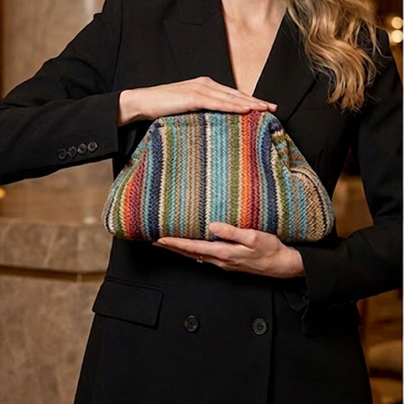 Handgeweven Gestreepte Clutch met Boho Design-6
