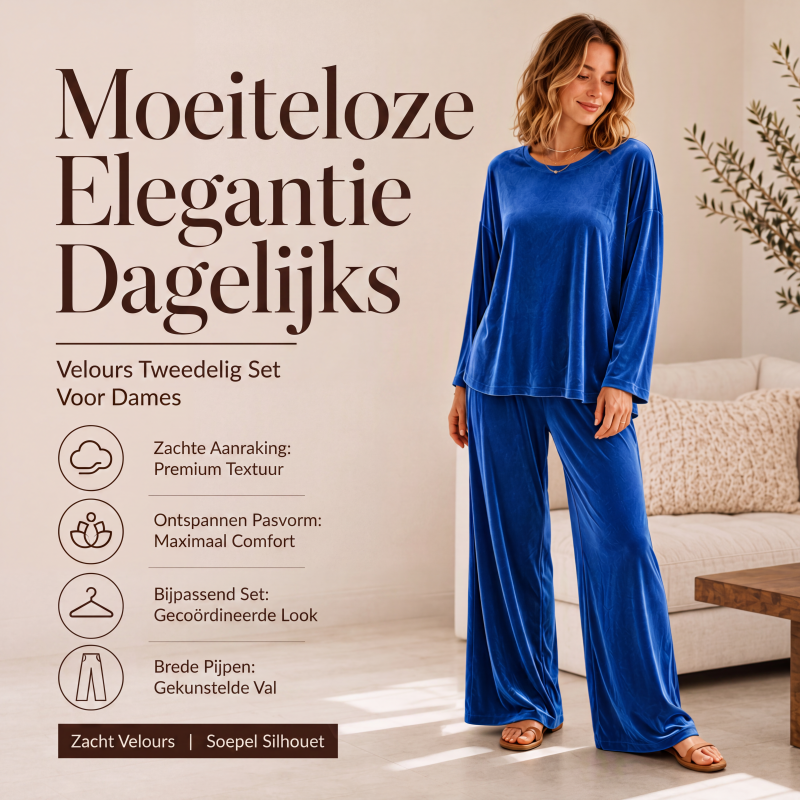 Tweedelige velours set met wijde broek voor dames