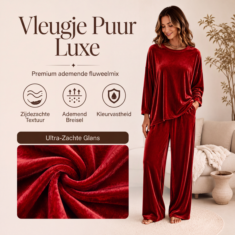 Tweedelige velours set met wijde broek voor dames-2