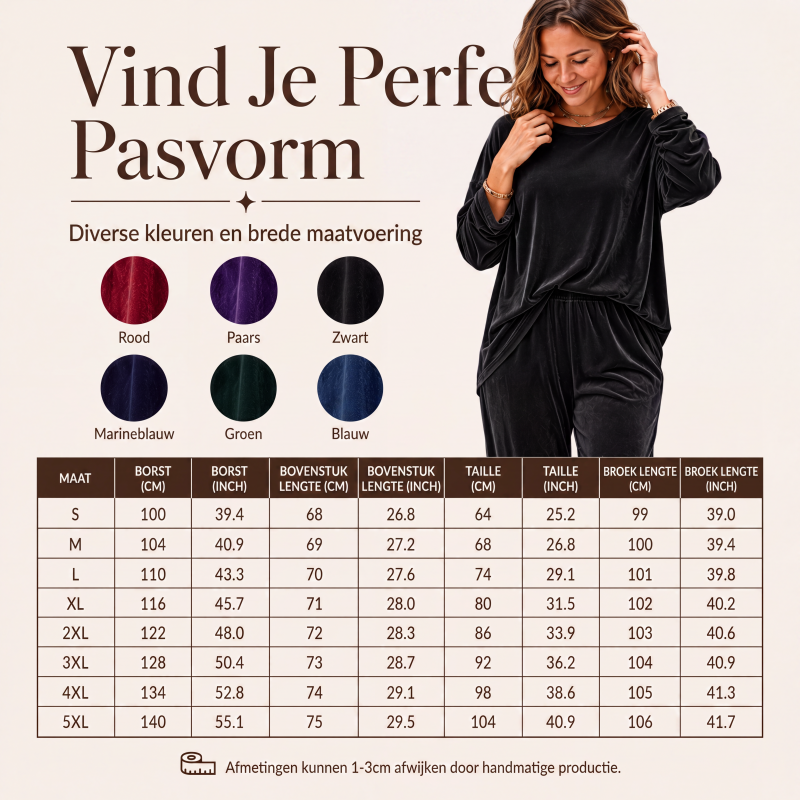 Tweedelige velours set met wijde broek voor dames-4