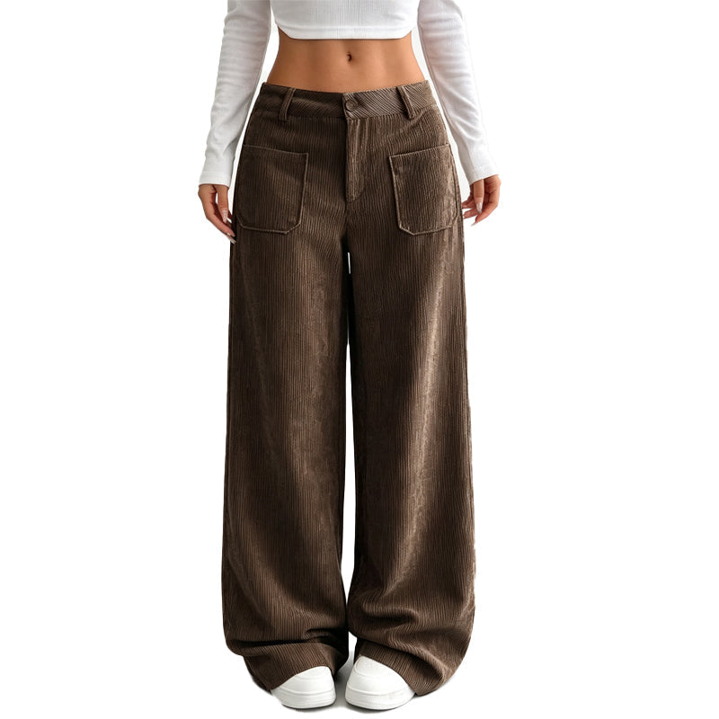 High-Waist Corduroy Cargobroek met Wijde Pijpen-10