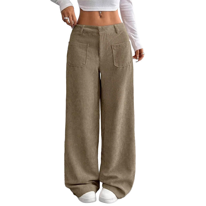 High-Waist Corduroy Cargobroek met Wijde Pijpen-15