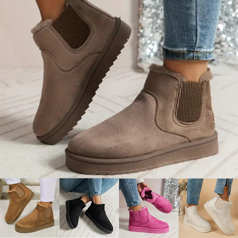 Warme Suède-Look Enkellaarzen met Zachte Voering en Elastische Inzet