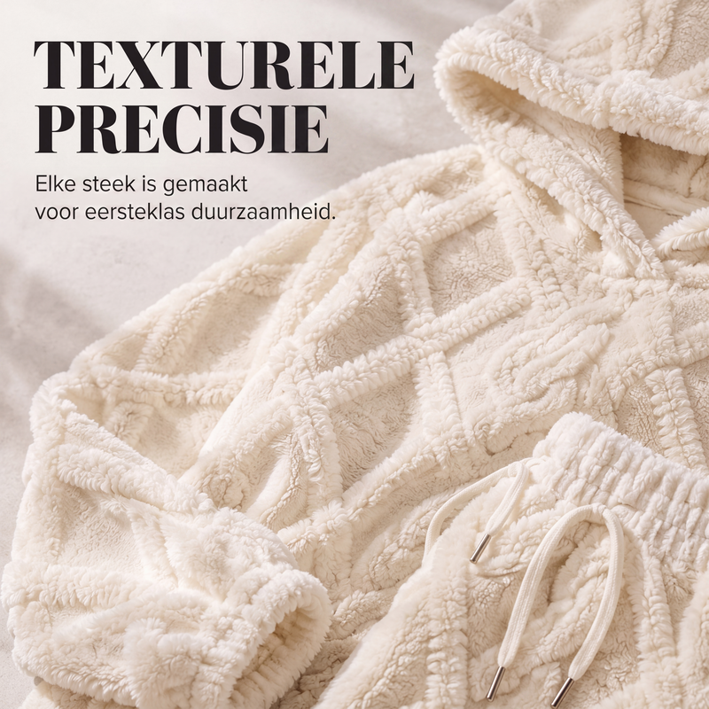 Pluchen Fleece Lounge Set met Capuchon en Reliëftextuur-6
