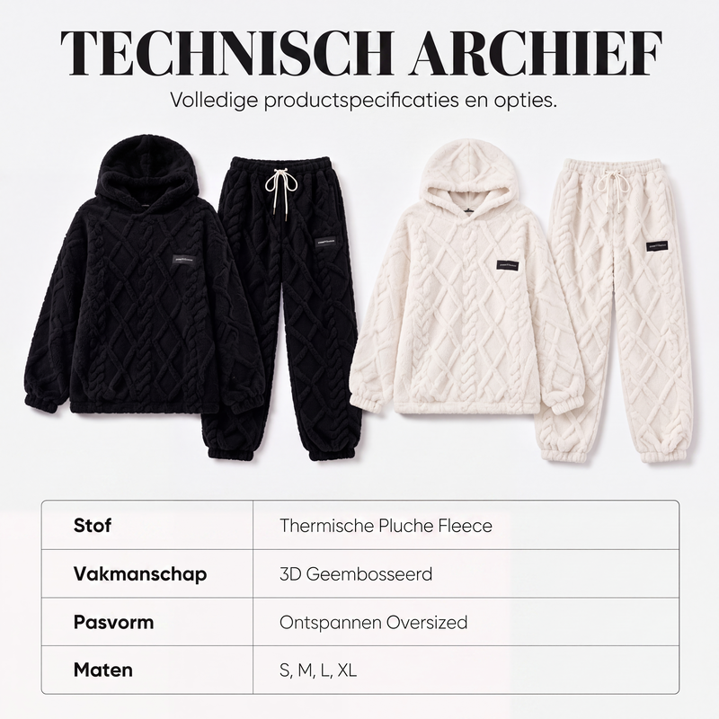 Pluchen Fleece Lounge Set met Capuchon en Reliëftextuur-8