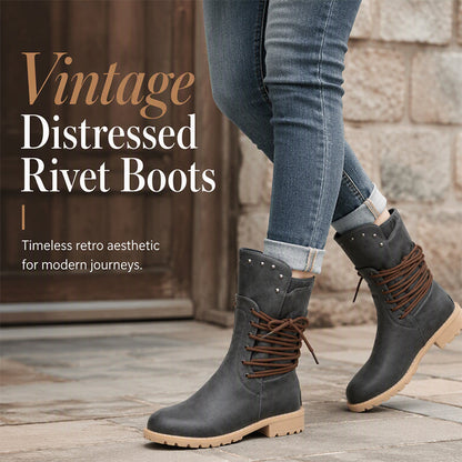 ✨ 👢 Дамски боти с връзки, нисък ток и заоблен връх