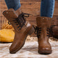 ✨ 👢 Дамски боти с връзки, нисък ток и заоблен връх