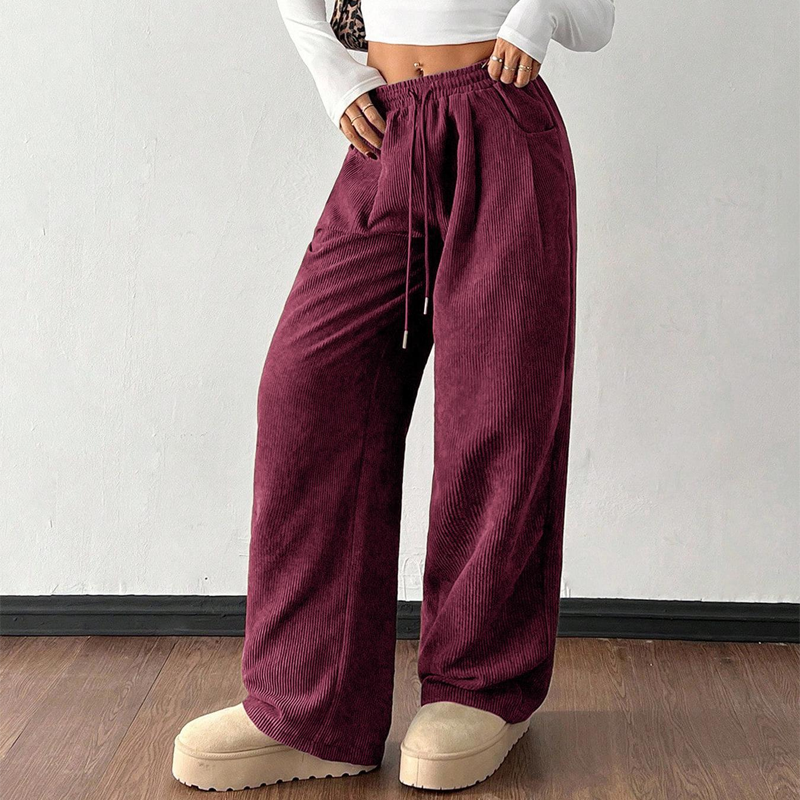 Comfortabele Corduroy Broek met Wijde Pijpen en Trekkoord-15