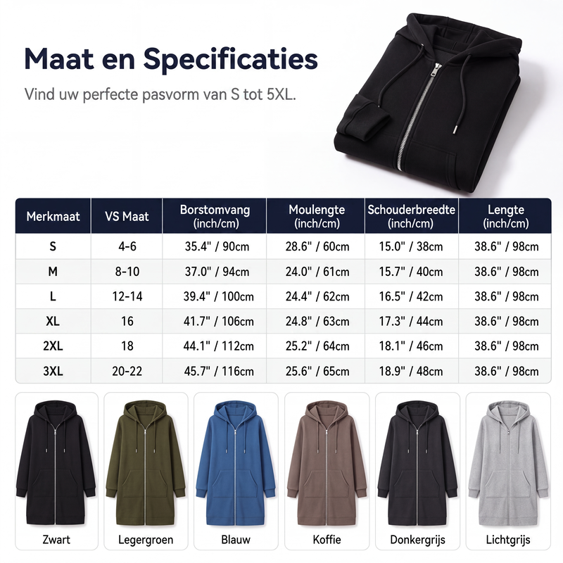Casual Middellang Vest met Capuchon en Ritssluiting-5