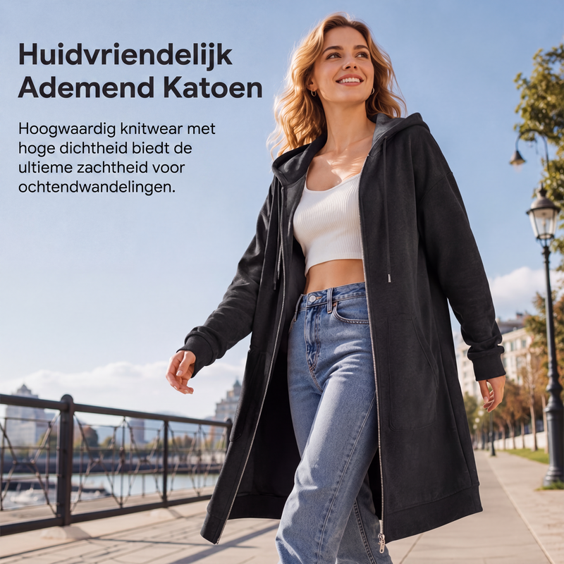 Casual Middellang Vest met Capuchon en Ritssluiting-3