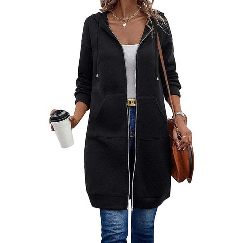 Casual Middellang Vest met Capuchon en Ritssluiting-11