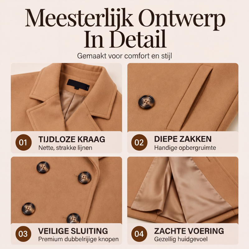 Elegante Lange Wollen Mantel met Dubbele Knoopsluiting-1