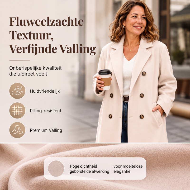 Elegante Lange Wollen Mantel met Dubbele Knoopsluiting-4