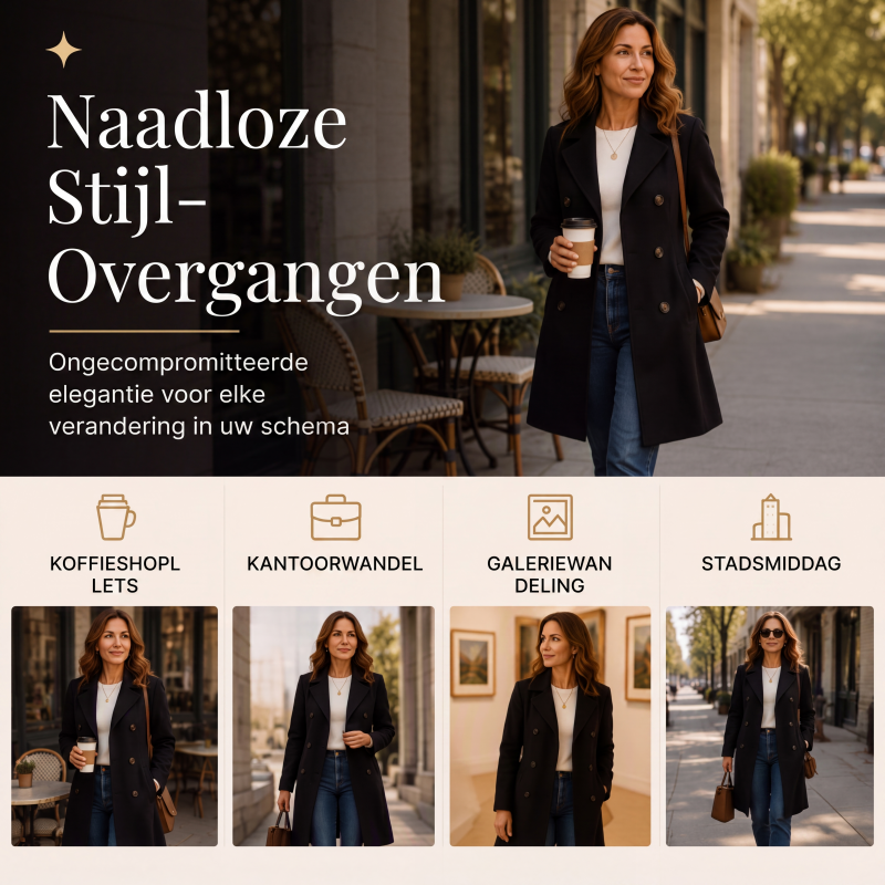 Elegante Lange Wollen Mantel met Dubbele Knoopsluiting-5