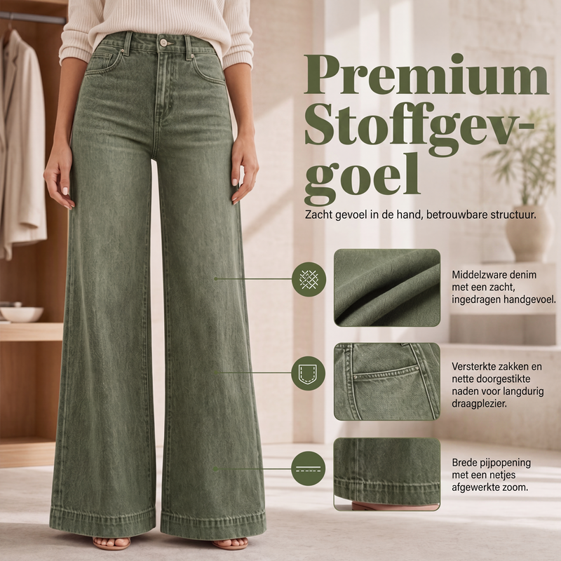 High-Waist Jeans met Wijde Pijpen en Vintage Wassing-1