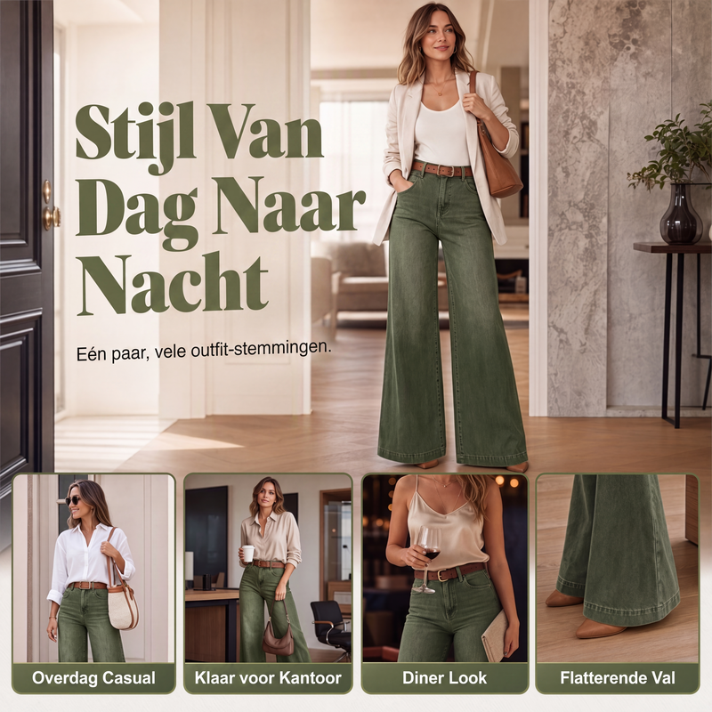 High-Waist Jeans met Wijde Pijpen en Vintage Wassing-2