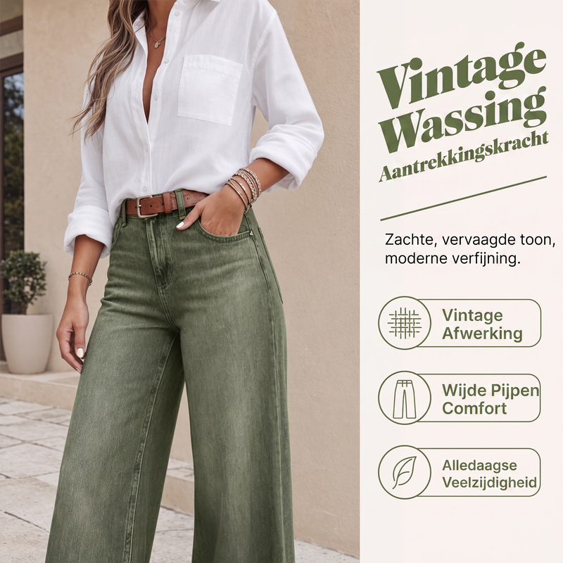 High-Waist Jeans met Wijde Pijpen en Vintage Wassing-5