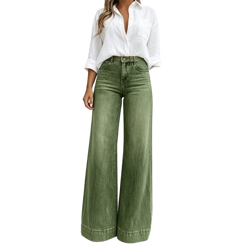 High-Waist Jeans met Wijde Pijpen en Vintage Wassing-11