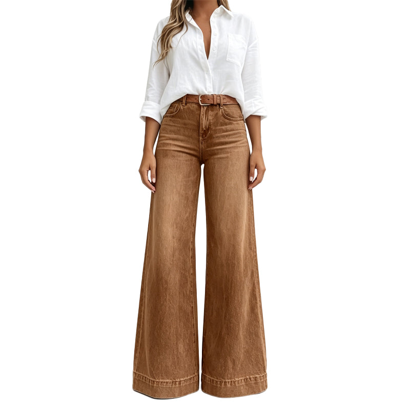 High-Waist Jeans met Wijde Pijpen en Vintage Wassing-9
