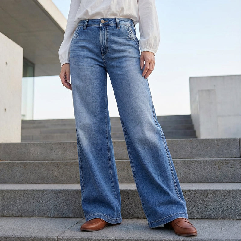 High-Waist Jeans met Wijde Pijpen