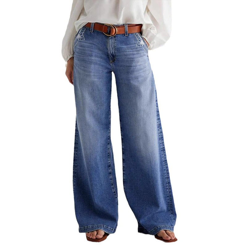 High-Waist Jeans met Wijde Pijpen-1