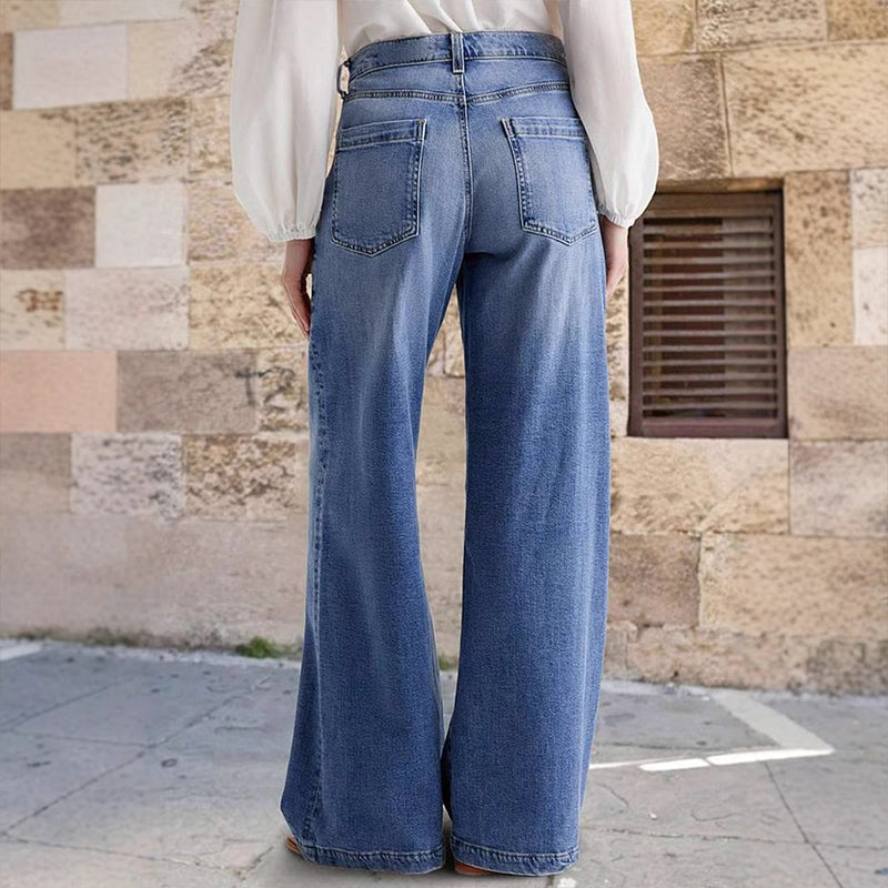 High-Waist Jeans met Wijde Pijpen-7