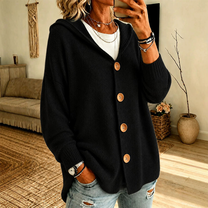 Gebreid Vest met Capuchon en Knoopsluiting-8