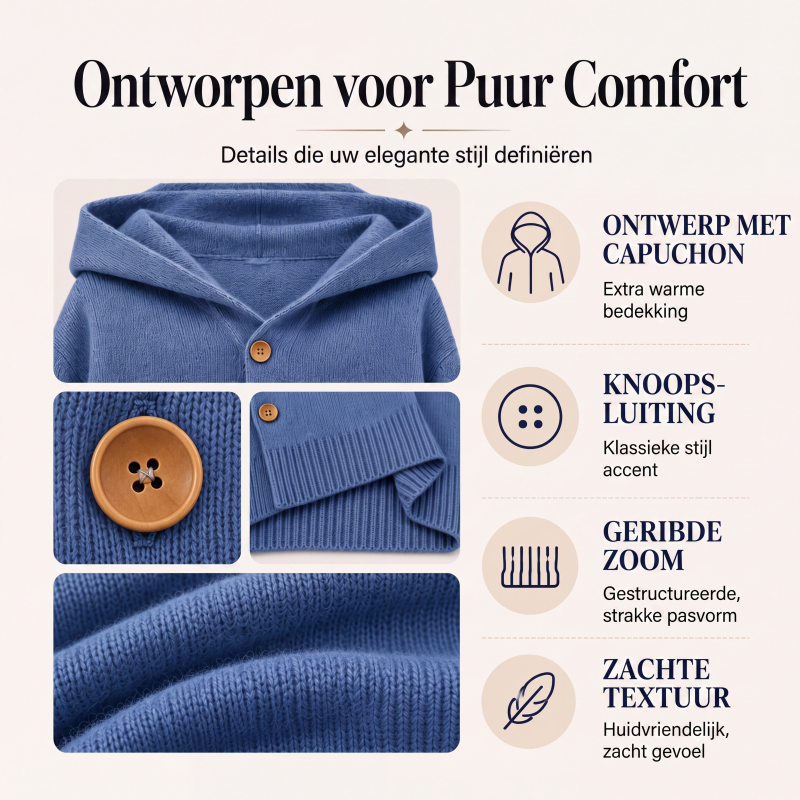 Gebreid Vest met Capuchon en Knoopsluiting-2