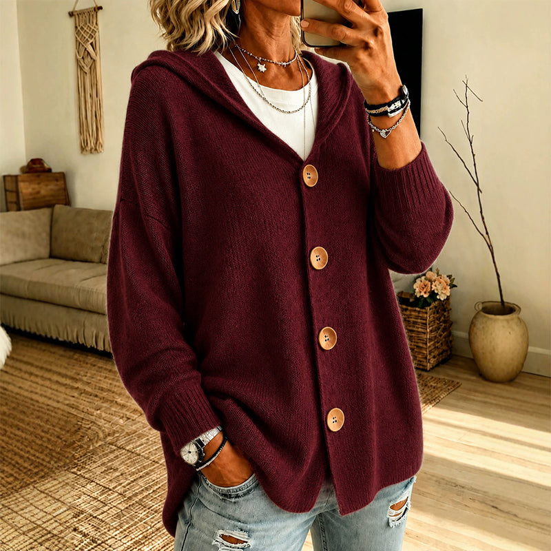 Gebreid Vest met Capuchon en Knoopsluiting-11
