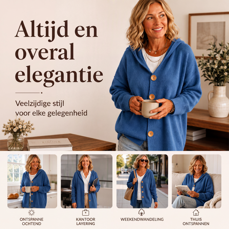 Gebreid Vest met Capuchon en Knoopsluiting-4