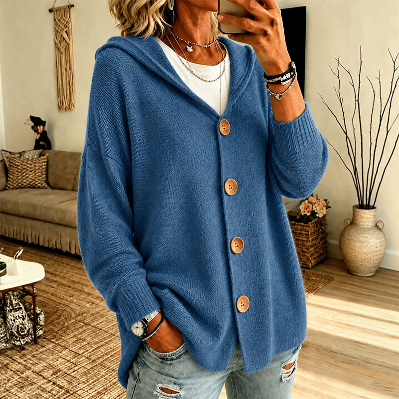 Gebreid Vest met Capuchon en Knoopsluiting-13