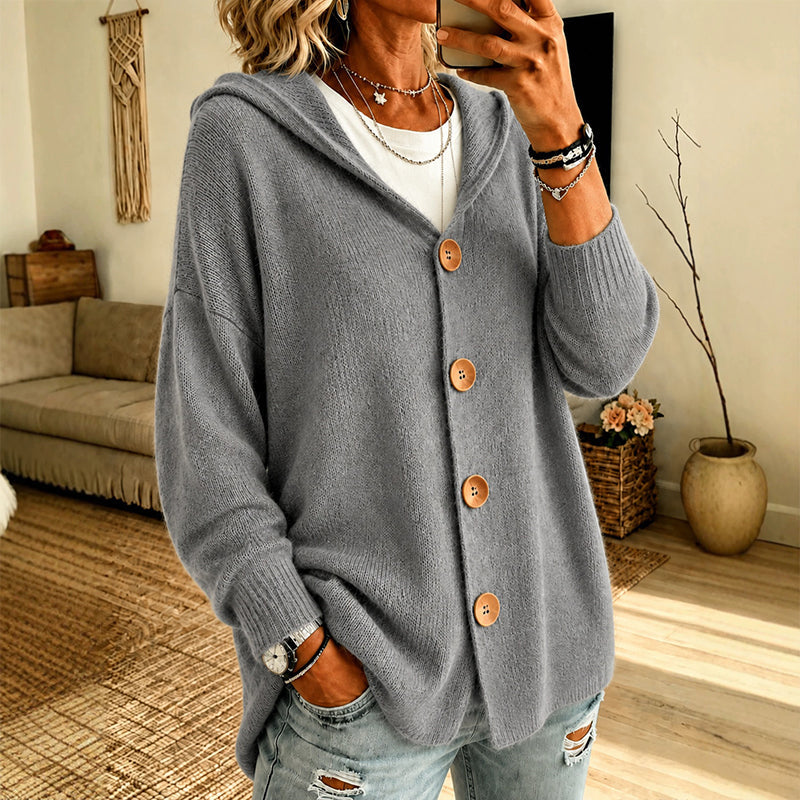Gebreid Vest met Capuchon en Knoopsluiting-15