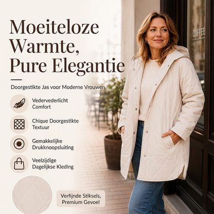 Elegante Doorgestikte Jas met Capuchon