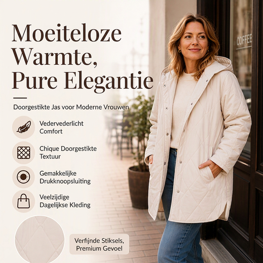 Elegante Doorgestikte Jas met Capuchon