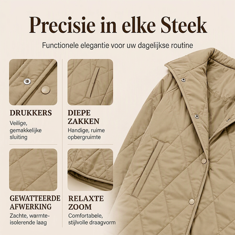 Elegante Doorgestikte Jas met Capuchon-1