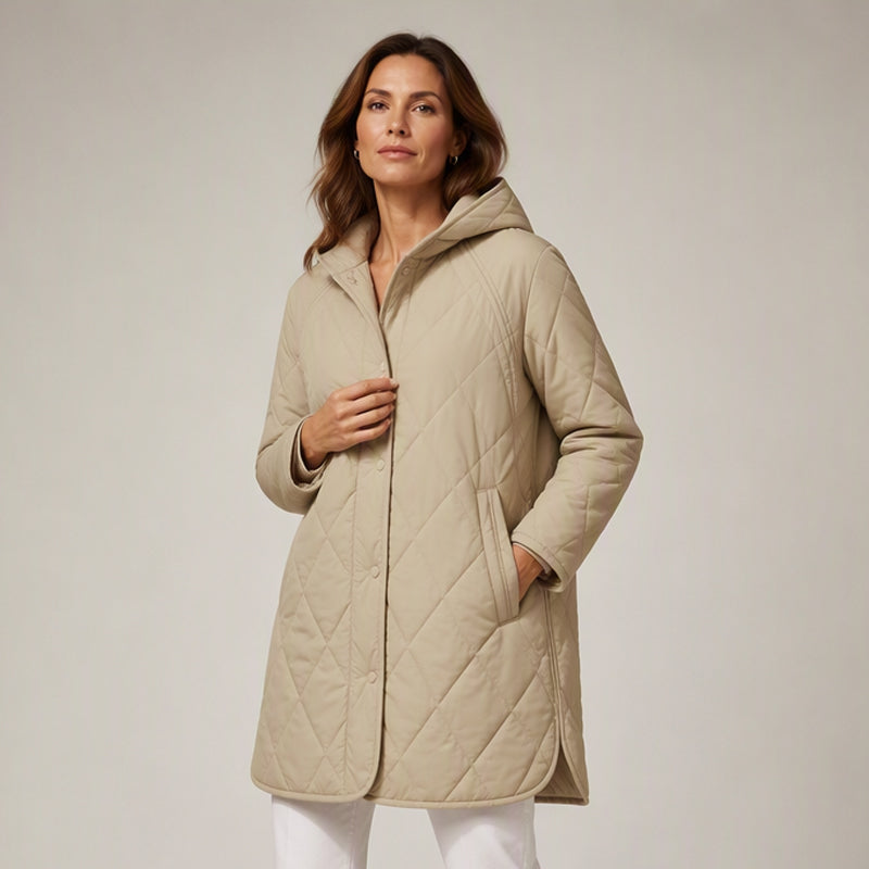 Elegante Doorgestikte Jas met Capuchon-8