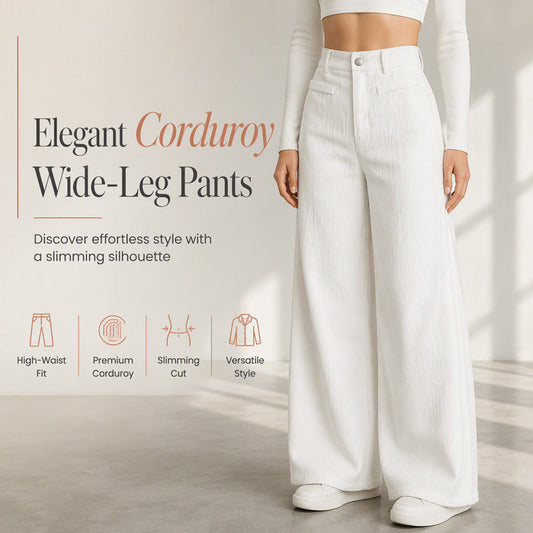 Women's High Waist Corduroy Wide-Leg Pants 