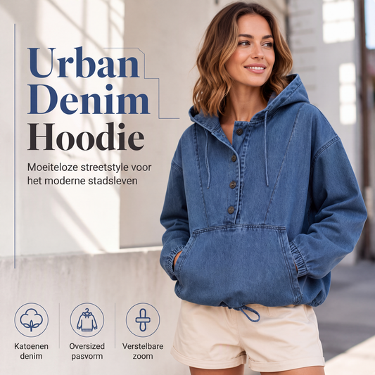 Oversized Denim Hoodie met Capuchon