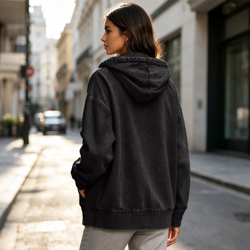 Vintage Gewassen Hoodie met Ritssluiting-3
